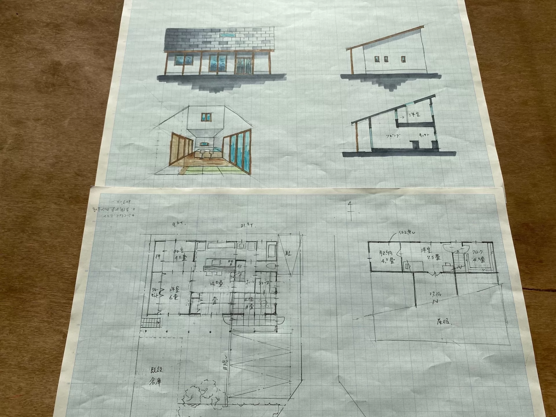 自然素材の家平屋建て注文住宅のプランを提案しました。in常滑