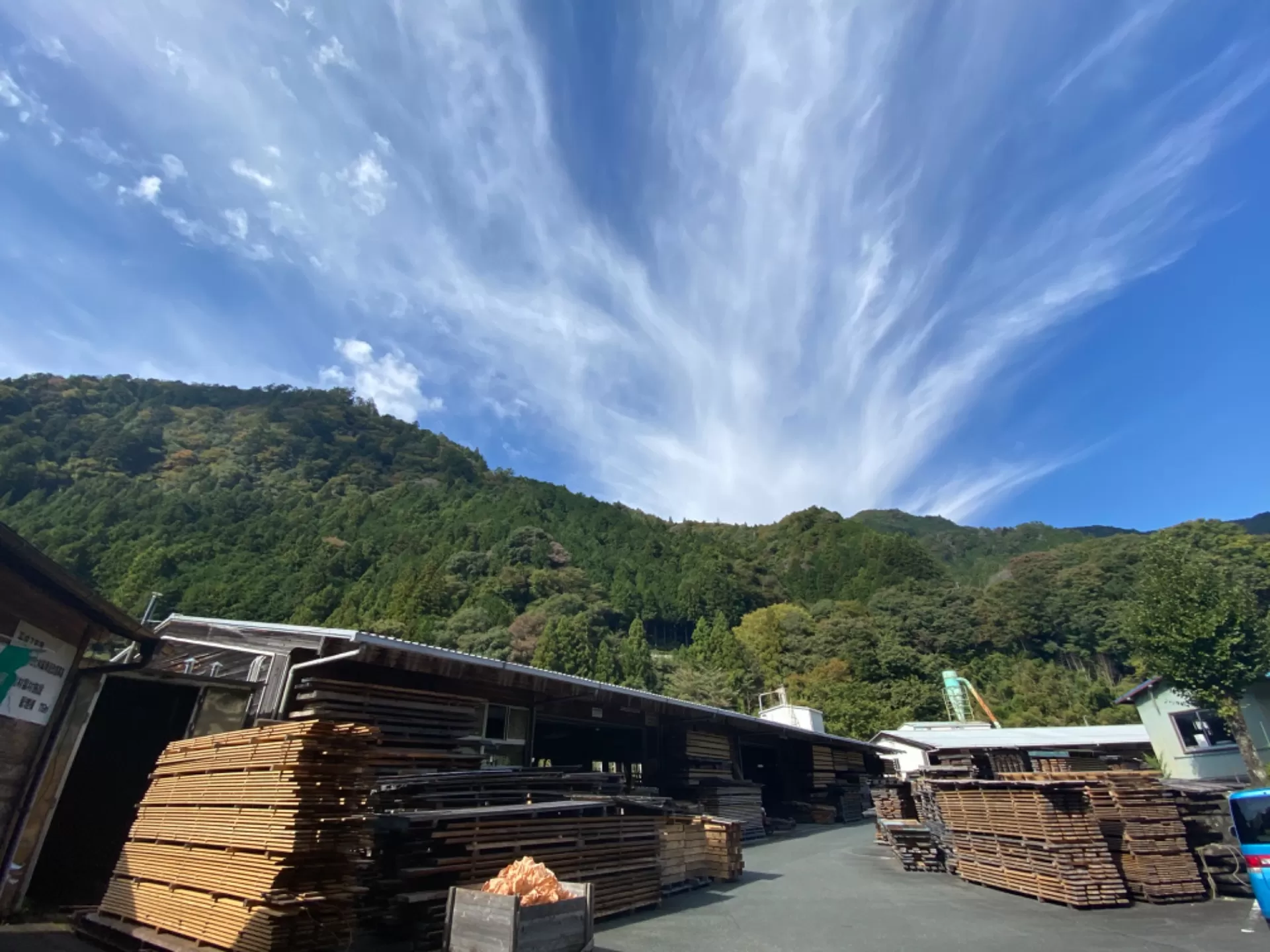 注文住宅に使用する天然乾燥材の土台・柱を天竜水窪まで確認に行きました