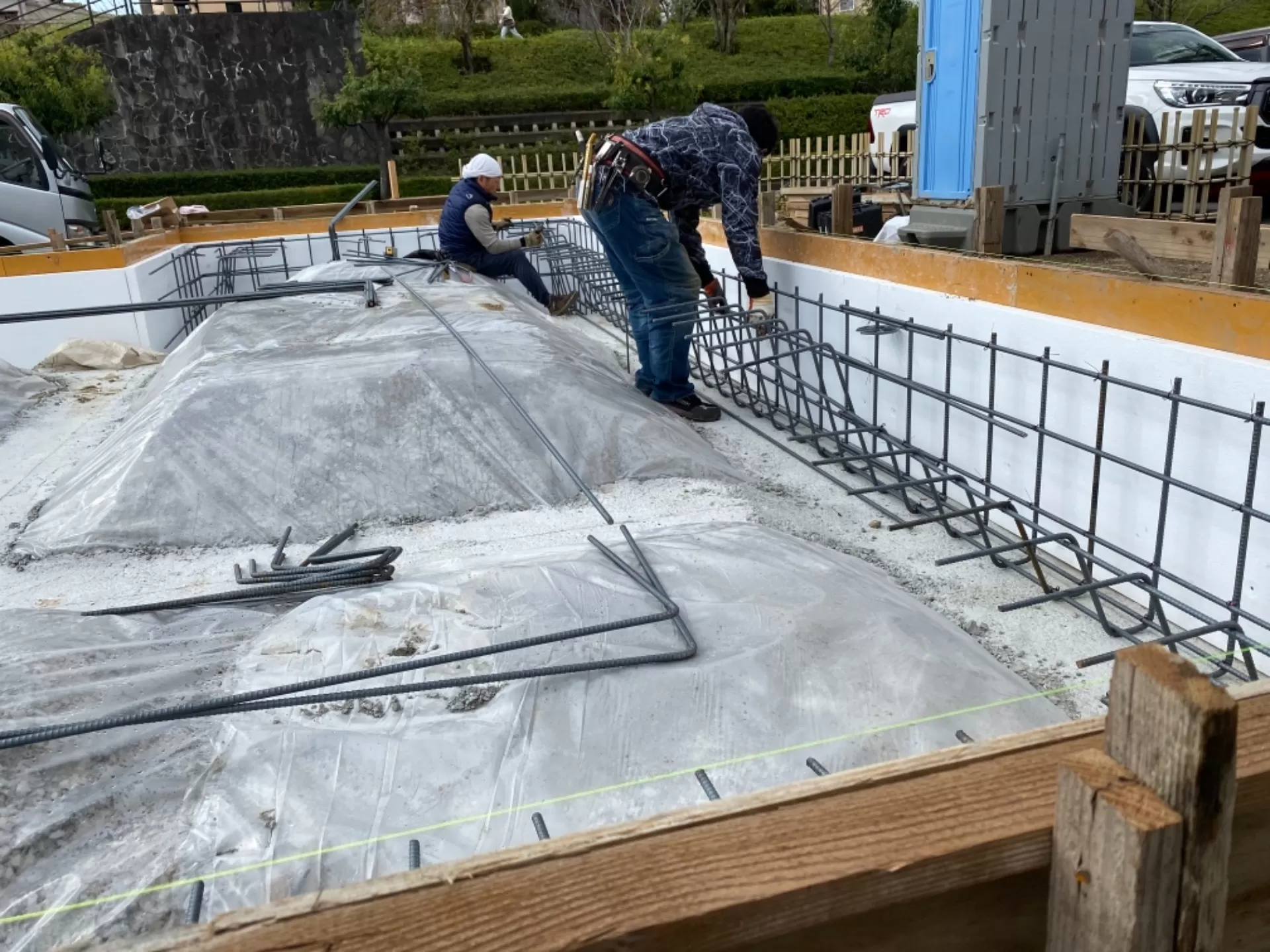 自然エネルギーを利用した注文住宅の逆ベタ基礎の鉄筋工事です。in 半田市