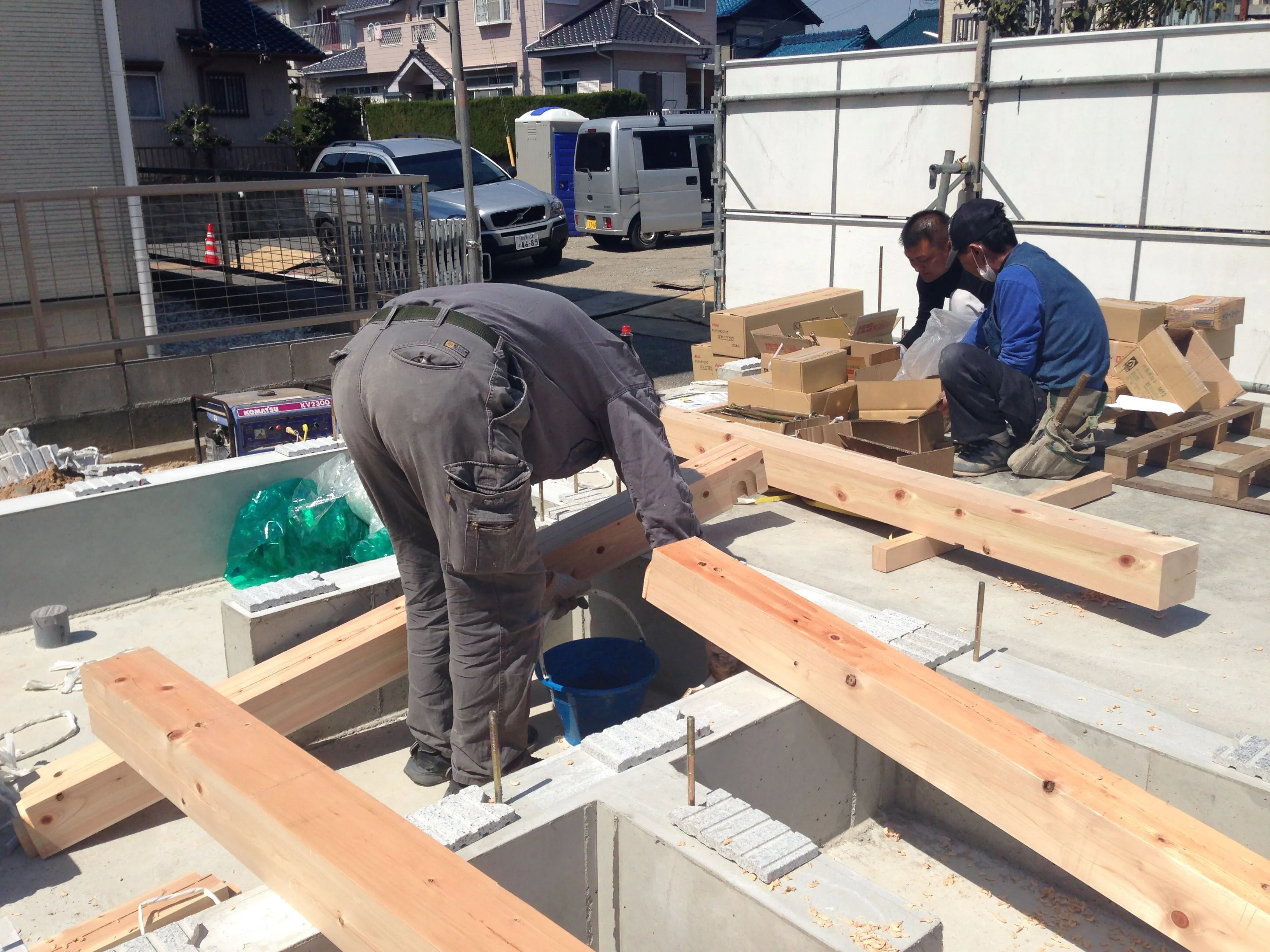 御影石基礎パッキンの施工写真